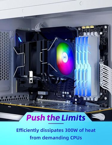 Heiko Searc 600 CPU Fan Air Cooler Black Heat Sink, 6 Heat Pipes CPU Cooler, Twin Towers, Three Fans Streamer Effect for Intel LGA 115X/1200/1700/1366/2011/2066 AMD built-in bracket in Saudi Arabia