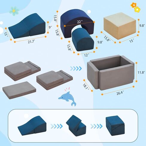 7 Pieces Climbing Toys and Blocks - Indoor Soft Foam Climber PlaySet for Toddlers, Kids, and Babies Ages 1-3 - Perfect for Crawling and Ball Pit Play in Saudi Arabia