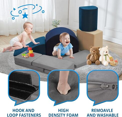 7 Pieces Climbing Toys and Blocks - Indoor Soft Foam Climber PlaySet for Toddlers, Kids, and Babies Ages 1-3 - Perfect for Crawling and Ball Pit Play in Saudi Arabia