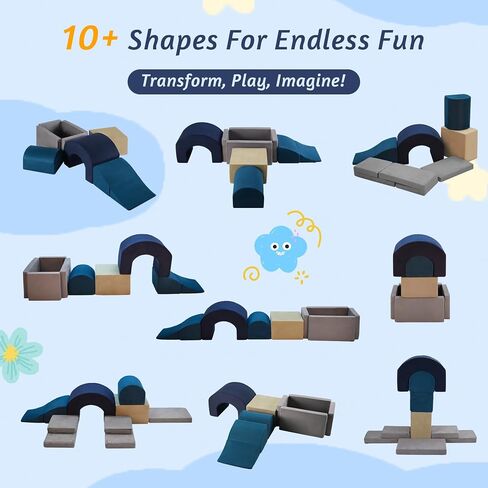 7 Pieces Climbing Toys and Blocks - Indoor Soft Foam Climber PlaySet for Toddlers, Kids, and Babies Ages 1-3 - Perfect for Crawling and Ball Pit Play in Saudi Arabia