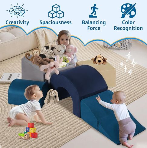 7 Pieces Climbing Toys and Blocks - Indoor Soft Foam Climber PlaySet for Toddlers, Kids, and Babies Ages 1-3 - Perfect for Crawling and Ball Pit Play in Saudi Arabia