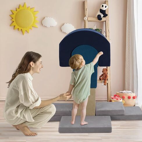7 Pieces Climbing Toys and Blocks - Indoor Soft Foam Climber PlaySet for Toddlers, Kids, and Babies Ages 1-3 - Perfect for Crawling and Ball Pit Play in Saudi Arabia