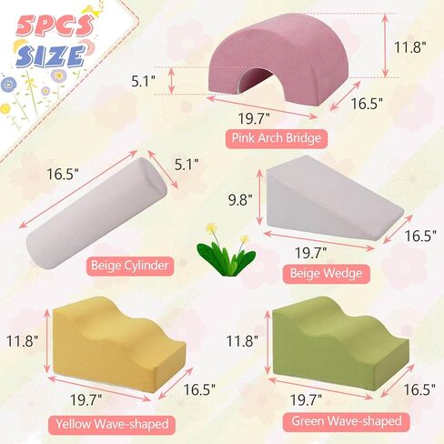 Toddlers Colorful Climbing Toys,5 Pcs Foam Climbing Blocks for Toddlers 1-3,Soft Play Climb and Crawl Playset Activity Building Blocks-Baby Crawling & Sliding Gym Equipment(5 PCS) in Saudi Arabia