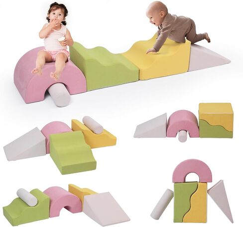 Toddlers Colorful Climbing Toys,5 Pcs Foam Climbing Blocks for Toddlers 1-3,Soft Play Climb and Crawl Playset Activity Building Blocks-Baby Crawling & Sliding Gym Equipment(5 PCS) in Saudi Arabia