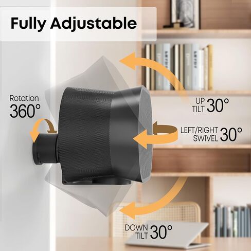 PUTORSEN حامل مكبر صوت قابل للتعديل على الحائط لـ Sonos Era 100 و300، إمالة ±30 درجة/دوران ±30 درجة/دوران 360 درجة، مع إدارة الكابلات، عبوتان in Kuwait