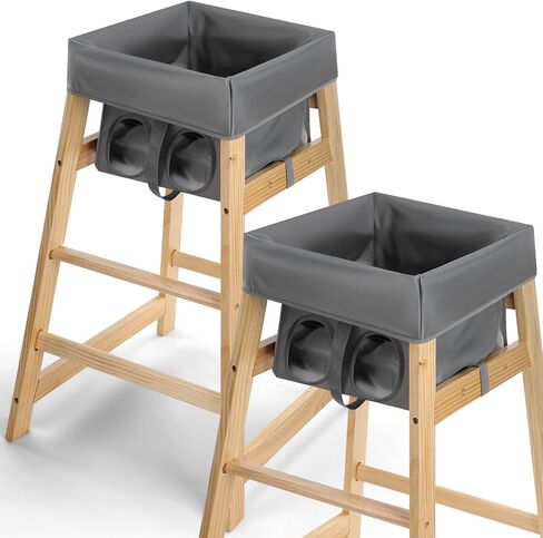 2 Pcs Gray High Chair Cover Baby High Chair Cover for Wooden or Restaurant Home High Chair Sturdy and Robust Material Washable for Kids Toddlers to Against Messy Meals in Saudi Arabia