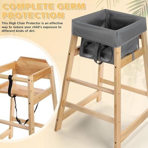 2 Pcs Gray High Chair Cover Baby High Chair Cover for Wooden or Restaurant Home High Chair Sturdy and Robust Material Washable for Kids Toddlers to Against Messy Meals in Saudi Arabia