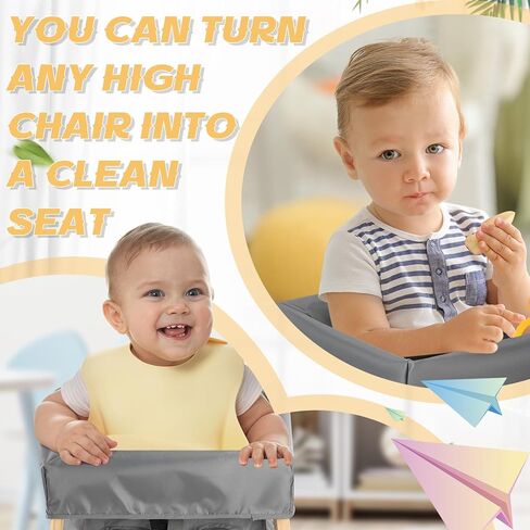 2 Pcs Gray High Chair Cover Baby High Chair Cover for Wooden or Restaurant Home High Chair Sturdy and Robust Material Washable for Kids Toddlers to Against Messy Meals in Saudi Arabia