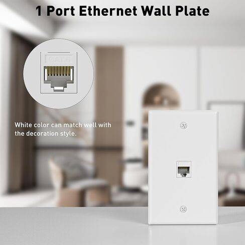 3-Pack Cat6 Ethernet Wall Plate Outlet, Single Gang Keystone Jack Wall Plate with RJ45 Keystone Inline Coupler insert, Female to Female Cat6 Keystone Coupler Matte Wall Plate, White in Saudi Arabia