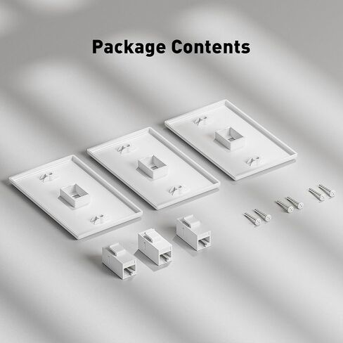 3-Pack Cat6 Ethernet Wall Plate Outlet, Single Gang Keystone Jack Wall Plate with RJ45 Keystone Inline Coupler insert, Female to Female Cat6 Keystone Coupler Matte Wall Plate, White in Saudi Arabia