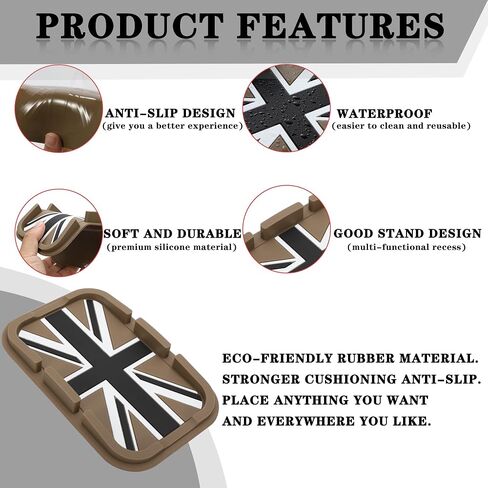 TOMALL Car Dashboard Pad Universal Compatible with Mini Cooper Cell Phone Holder Anti-Slip Pad Auto Silicon Tray Car Pad Non Slip Mat for Various Dash GPS Key Sunglasses for Car Accessories-Gray Flag in Saudi Arabia
