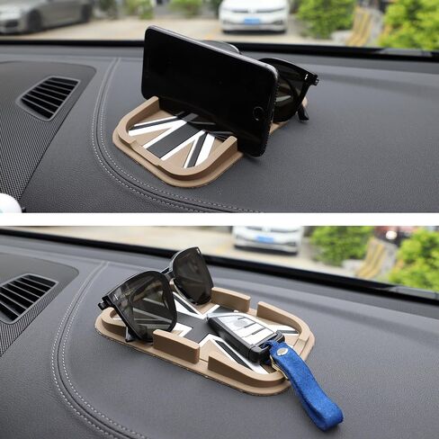 TOMALL Car Dashboard Pad Universal Compatible with Mini Cooper Cell Phone Holder Anti-Slip Pad Auto Silicon Tray Car Pad Non Slip Mat for Various Dash GPS Key Sunglasses for Car Accessories-Gray Flag in Saudi Arabia