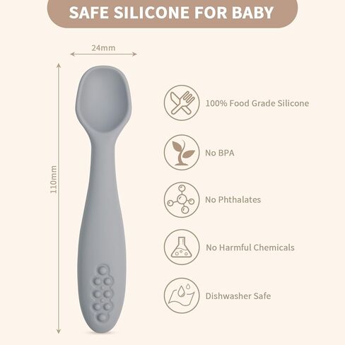 ملاعق سيليكون للأطفال، 6 عبوات من أدوات التغذية الذاتية للأطفال للمرحلة الأولى، ملاعق ذات أطراف ناعمة، ملاعق تدريب الأطفال بعمر 6 أشهر فما فوق، مستلزمات فطام الأطفال من السيليكون الآمن غذائيًا، آمنة للاستخدام في غسالة الأطباق in Kuwait