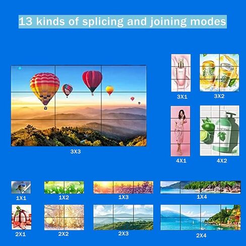 وحدة تحكم حائط الفيديو 3 × 3 HDMI معالج ربط حائط الفيديو 1080P 9 قنوات تلفزيون جدار معالج 3x1 3x2 2x1 2x2 2x3 2x4 معالج فيديو متعدد مع إخراج الصوت IR RS232 أزرار ادفع لـ 9 شاشات in Kuwait
