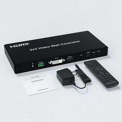 وحدة تحكم حائط الفيديو 3 × 3 HDMI معالج ربط حائط الفيديو 1080P 9 قنوات تلفزيون جدار معالج 3x1 3x2 2x1 2x2 2x3 2x4 معالج فيديو متعدد مع إخراج الصوت IR RS232 أزرار ادفع لـ 9 شاشات in Kuwait