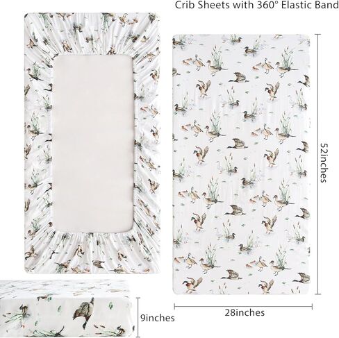 ملاءات سرير LifeTree للأطفال، ملاءات سرير أطفال من الموسلين محايدة للأولاد والبنات - ملاءة سرير للأطفال الصغار تناسب سرير الأطفال القياسي، 70% فيسكوز من الخيزران و30% قطن، نمط بطة مالارد، 28 بوصة × 52 بوصة in Kuwait