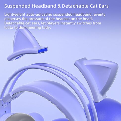 Cat Ear Headphones Pink Gaming Headset with Mic for Switch Xbox One PS4 PS5, Cute Children Girl Kids Wired Headphones Light up Kawaii Kitty Noise Cancelling Headphones for Gamer PC Laptop in Saudi Arabia