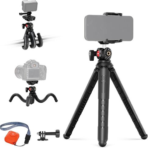 NEEWER Tripod for iPhone with Remote, Mini Flexible Phone Tripod Stand Vlog Selfie Stick with Phone Holder & Action Camera Adapter Compatible with iPhone GoPro Insta360 Samsung Digital Camera, TP35 in Saudi Arabia