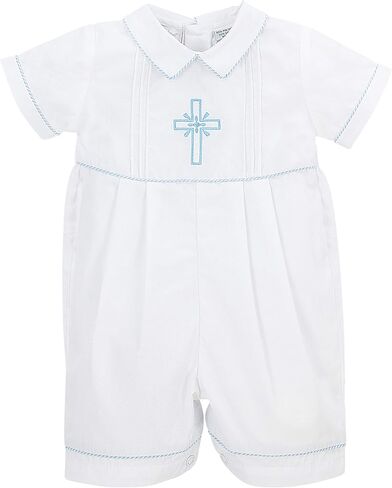 Christening Boys Short Romper Matching Hat Cross Details in Saudi Arabia
