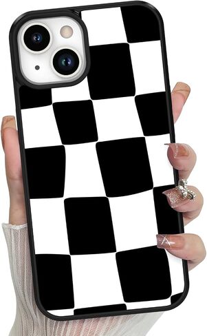 KANGHAR for iPhone 16 Pro Max Case Checkered Anti-Skid Aesthetic Cute Pattern Magnetic [Compatible wth Magsafe] + Screen Protector Slim Shockproof Full Body Protection for Girls Women in Kuwait