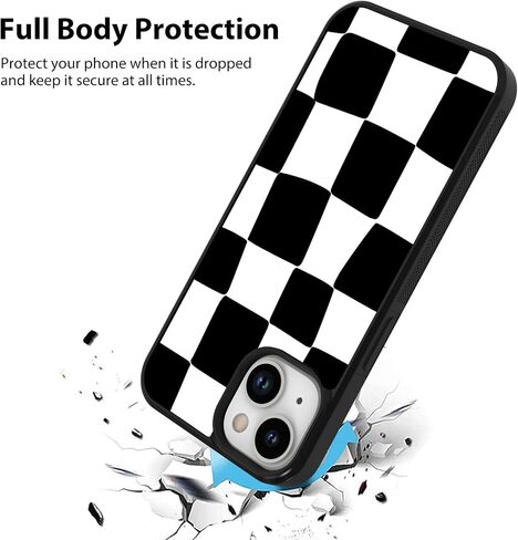 KANGHAR for iPhone 16 Pro Max Case Checkered Anti-Skid Aesthetic Cute Pattern Magnetic [Compatible wth Magsafe] + Screen Protector Slim Shockproof Full Body Protection for Girls Women in Kuwait