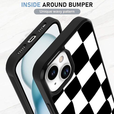 KANGHAR for iPhone 16 Pro Max Case Checkered Anti-Skid Aesthetic Cute Pattern Magnetic [Compatible wth Magsafe] + Screen Protector Slim Shockproof Full Body Protection for Girls Women in Kuwait