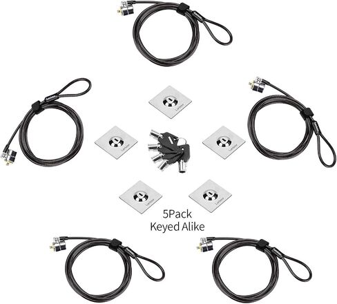5Pack Laptop Cable Lock Hardware Security Cable Lock Anti Theft 5Keys 6.7Ft Compatible for Tablet Laptops, iMac,Out Door TV,Mac Mini,& Other Devices Longer Cable（ Single Package keyed Alike） in Saudi Arabia