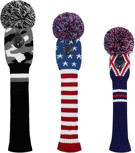 Scott Edward Knit Golf Head Covers for Woods Set of 3 Fits Well Driver(460cc) Fairway Wood and Hybrid(UT) The Perfect Change for Golf Bag in Saudi Arabia