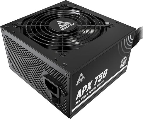 MONTECH APX 750W- مصدر طاقة غير معياري - 80 Plus WHITE معتمد - تقنية محول Intel ATX12V-DC-to-DC - تصميم كابل مسطح لتعزيز الكفاءة الحرارية - مروحة 120 مم - ضمان لمدة 5 سنوات (APX 750W) in Saudi Arabia