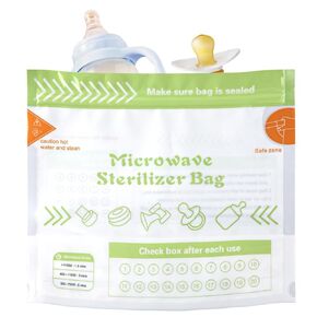 10pcs Microwave Steam Sterilizer Bags, Baby Bottle Cleaning Bag Reusable Sterilizer Bags for Breast Pump, Travel Baby Feeding Accessories for Momcozy S9 Pro/S12 Pro/V1/V2, 20 Uses per Bag
