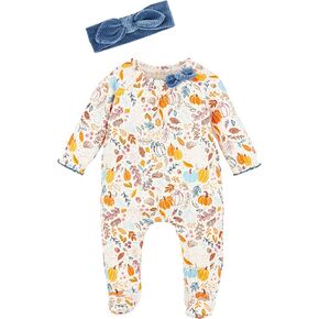 Mud Pie Baby Girl Sleeper, Pumpkin Floral