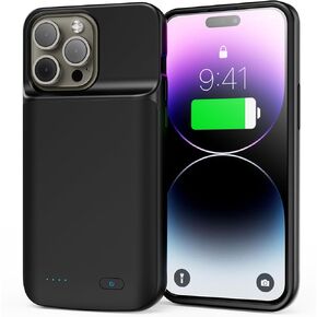 Battery Case for iPhone 12 Pro Max 13 Pro Max 14 Pro Max 14 Plus 5000mAh Battery Pack Charging Case, Battery Extended Charger Built in Rechargeable Case Battery for iPhone 12 Pro Max (6.7 inch) Black