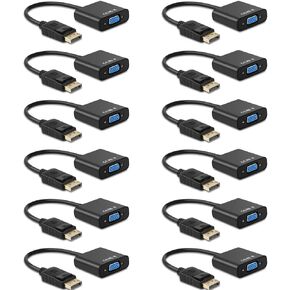 Display Port to VGA, Multi-Pack Gold-Plated DisplayPort to VGA Converter Adapter (Male to Female) for Computer, Desktop, Laptop, PC, Monitor, Projector, HDTV, HP, Lenovo, Dell, ASUS and More (6-Pack) in Saudi Arabia