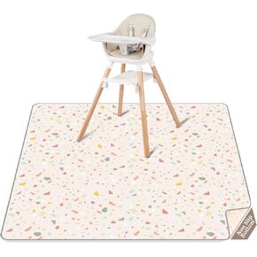 Splat Mat for Under High Chair | 51x51 Inch Anti-Slip Baby Splash Mat | Waterproof & Washable Spill Mat for Highchair Floor and Infant Play (Terrazzo Treasure)