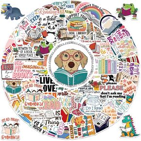 100Pcs Book Stickers for Kindle, Bookish Reading Reward Stickers Pack for Water Bottle, Laptop, iPad, Booktok Ebook Reader Waterproof Vinyl Sticker for Students, Adult, Teens, Kids for Kindle Case