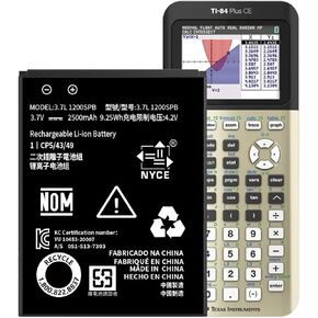 TI-84 Plus CE Replacement Battery for Texas Instruments TI-84 Plus CE, TI Nspire CX II, TI Nspire CX CAS II, Part No 3.7L12005SPA/N:P11P35-11-N01 3.7V 2500mAh