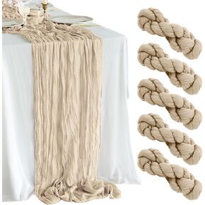 12 Pack 10 Ft Nude Cheesecloth Table Runner Boho Table Runner Rustic Sheer Table Decor Romantic Wedding Runner Gauze Table Runner for Baby Shower Bridal Shower Birthday Party Table Decor