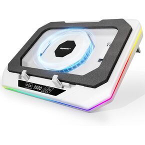Laptop Cooling Pad, Gaming Laptop Cooler with RGB Light, Laptop Cooling Stand with 3500 RPM Adjustable Speed Fan, 3 Port USB Hub, LED Screen and Touch Control for 12-19 Inches Laptops