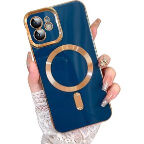 OOK Magnatic Case for iPhone 11 Case [Compatible with MagSafe] Full Camera Lens Protector Gold Electroplate Edge Soft TPU Shockproof Protective Phone Case for Women Men 6.1 Inch - Black in Kuwait