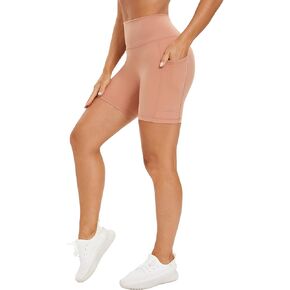 Stelle High Waist Yoga Shorts 5" Inseam Workout Shorts for Women Tummy Control Running Gym Shorts with 2 Side Pockets
