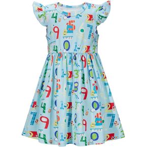 Baby Girls Clothes Little Girl Back to School Dress Fly Sleeve Kids Dresses Toddler Summer Sundress 3T 4T 5T 6T 7T 8T