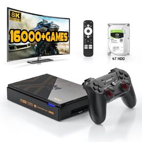 Kinhank Super Console X5 PRO Retro Game Console with 16000+Games,Android 12.0 OS,Emulator Console Compatible with Most Emulators,8K UHD Output,WI-FI 5,BT 5.0,AV1,Gigabit Ethernet,Wireless Controller