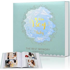 Baby Photo Album 4x6 200 Pocket with Writing Space, Cute Pattern Keepsake Gifts for Baby Boy Girl and New Parents Newborn Toddler