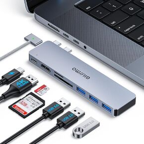 GIISSMO MacBook Adapter, USB C Hub with Thunderbolt 3, 4K HDMI, 3 USB-A Ports, SD/TF Card Reader, MacBook Accessories USB Adapter Compatible with MacBook Pro M1 2020-2016, MacBook Air 2020 2019 2018