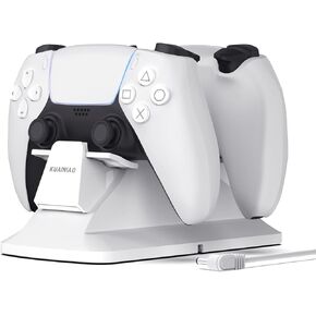 PS5 Controller Charging Station, Dual Controller Charging Dock for Playstation 5 with Fast Charging 5V/2A Type-C Cable, Overcharge Protection Function, PS5 Charging Station, White in Saudi Arabia