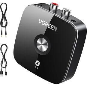 UGREEN Bluetooth AUX Adapter Built-in Battery, Support Dual Pairs Bluetooth 5.3 Receiver for Old Stereo Receiver, 3.5mm/ RCA Dual Channel Bluetooth Audio Receiver Adapter for Home Stereo Speakers