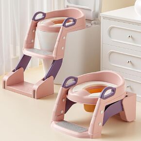 Toilet Potty Training Seat, 2 IN 1 Toddler Toilet Seat with Anti-Slip Step Stool Ladder, DUAL-FORM & Splash Guard Potty Seat (INCL 1*URINAL, WORKS AS POTTY SEAT OR TOILET LADDER) for Kids Boys Girls in Kuwait
