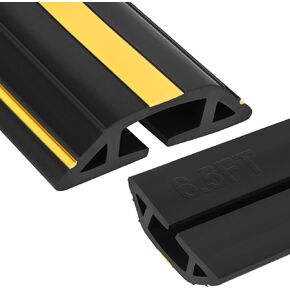 Papillon Heavy Duty Cable Protector - PVC Floor Cord Cover, Easy Unroll Design, Prevents Trip Hazards for Home, Office & Outdoor Use (Black, 10ft)