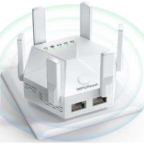 2024 WiFi Extender Signal Booster for Home Powerful 6 Antennas WiFi Booster - up to 10000 sq.ft Coverage, 1200Mbps Dual Band 5GHz/2.4GHz Long Range Wireless Internet Booster WiFi Repeater