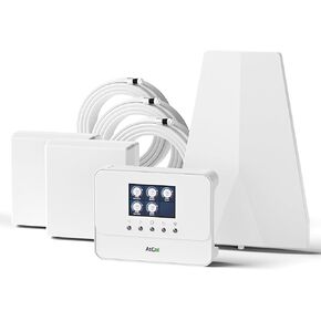 Cell Phone Signal Booster for Home Multiroom | 2 Indoor Antennas, Coverage Up to 8,000 Sq. Ft for All U.S. Carriers | LCD Screen Monitor | 4G LTE & 5G | FCC Approved
